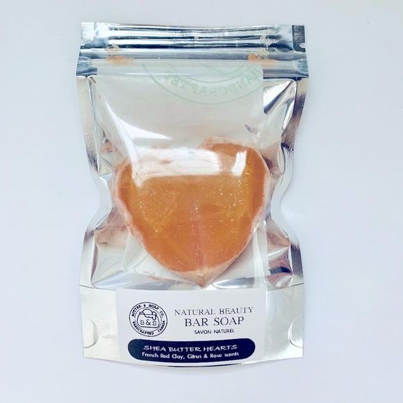 🔴SOLD OUT Two Natural Shea Butter Hearts Hand & Body Soaps (french yellow clay) - Picture 2 of 5